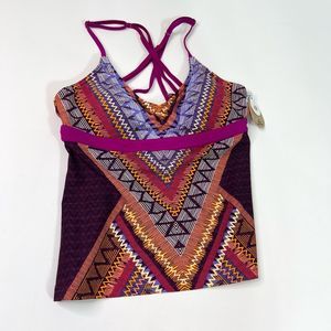 Prana Cyra Tankini Top Womens Medium Multicolor Triple Strap Cross Back V-Neck